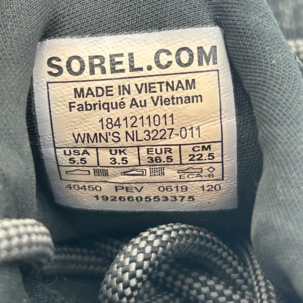 Sorel Kinetic Impact Lace Up Black Gray Sneakers 5.5 Shoes‎ - Picture 8 of 9